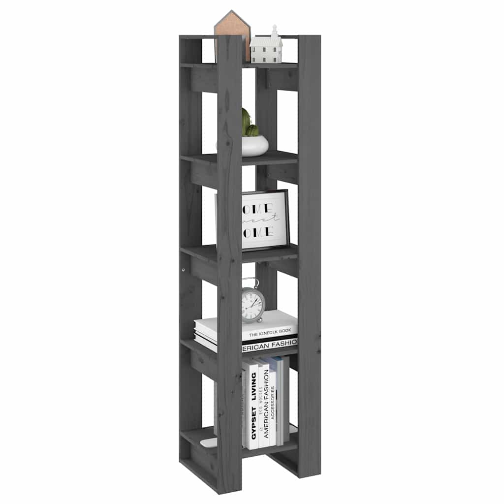 vidaXL Book Cabinet/Room Divider Grey 41x35x160 cm Solid Wood Pine
