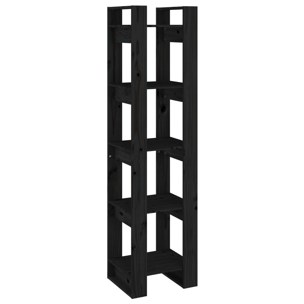 vidaXL Book Cabinet | Black | Solid Pine Wood | Medium | Book Cabinet