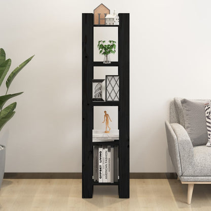 vidaXL Book Cabinet | Black | Solid Pine Wood | Medium | Book Cabinet