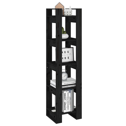vidaXL Book Cabinet | Black | Solid Pine Wood | Medium | Book Cabinet
