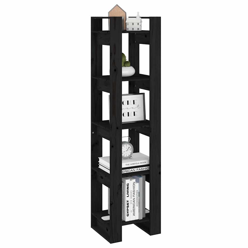 vidaXL Book Cabinet/Room Divider Black 41x35x160 cm Solid Wood Pine