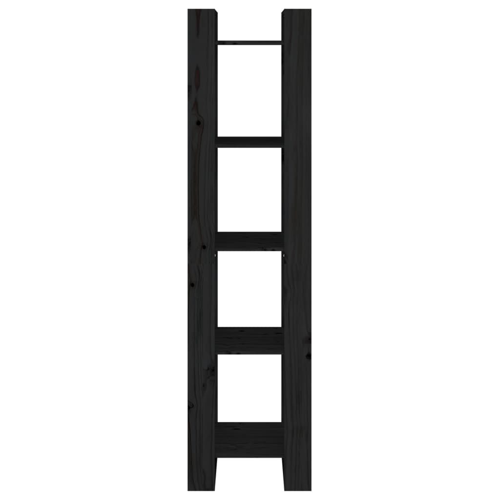 vidaXL Book Cabinet | Black | Solid Pine Wood | Medium | Book Cabinet