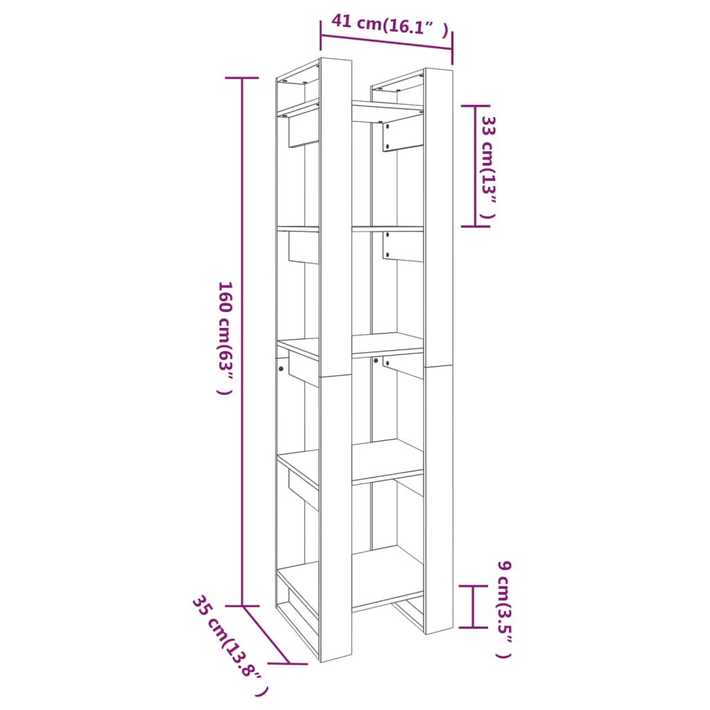 vidaXL Book Cabinet | Black | Solid Pine Wood | Medium | Book Cabinet