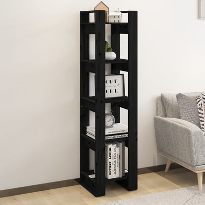 vidaXL Book Cabinet | Black | Solid Pine Wood | Medium | Book Cabinet