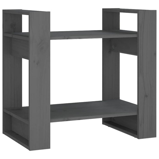 vidaXL Book Cabinet/Room Divider Grey 60x35x57 cm Solid Wood Pine