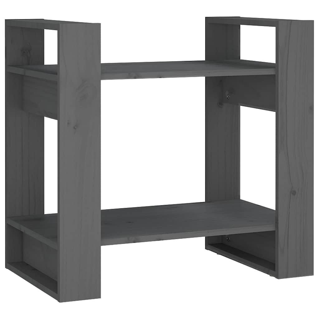 vidaXL Book Cabinet/Room Divider Grey 60x35x57 cm Solid Wood Pine