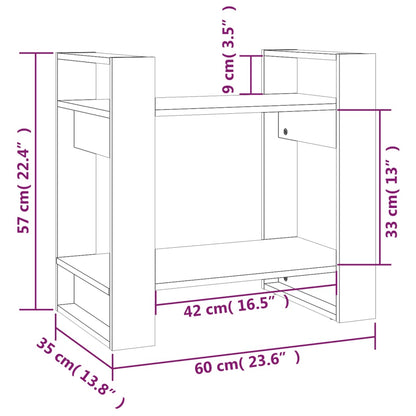 vidaXL Book Cabinet/Room Divider Grey 60x35x57 cm Solid Wood Pine
