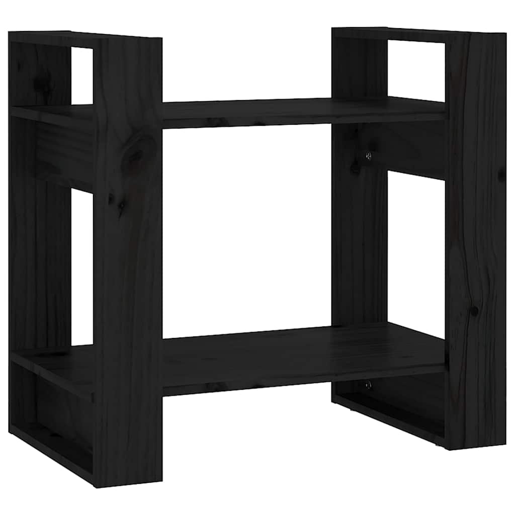 vidaXL Book Cabinet/Room Divider Black 60x35x57 cm Solid Wood Pine