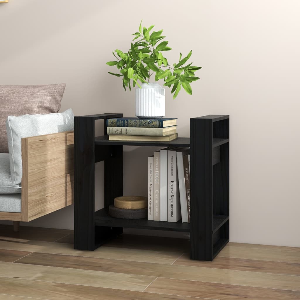 vidaXL Book Cabinet | Black | Solid Pine Wood | Small | Book Cabinet