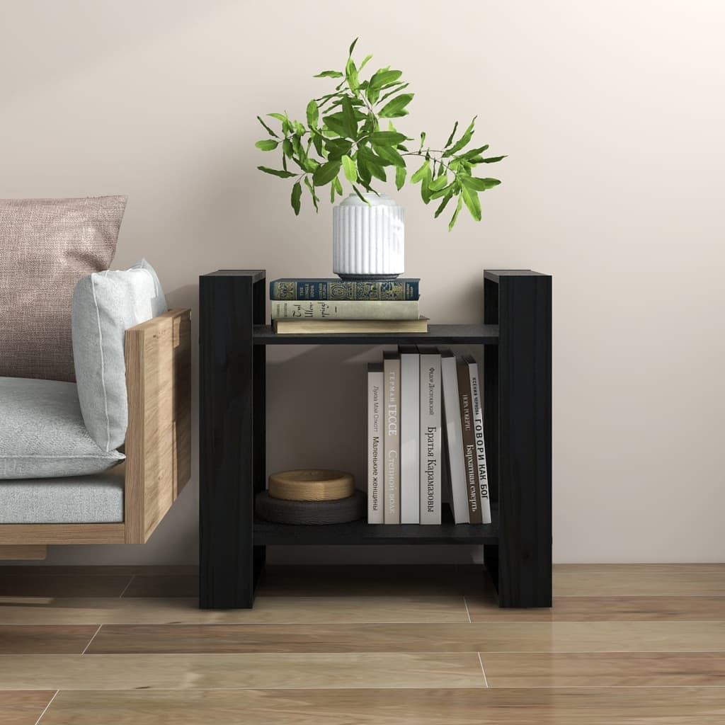 vidaXL Book Cabinet | Black | Solid Pine Wood | Small | Book Cabinet