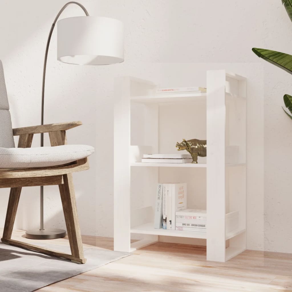 vidaXL Book Cabinet/Room Divider White 60x35x91 cm Solid Wood Pine