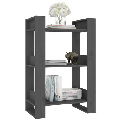 vidaXL Book Cabinet/Room Divider Grey 60x35x91 cm Solid Wood Pine