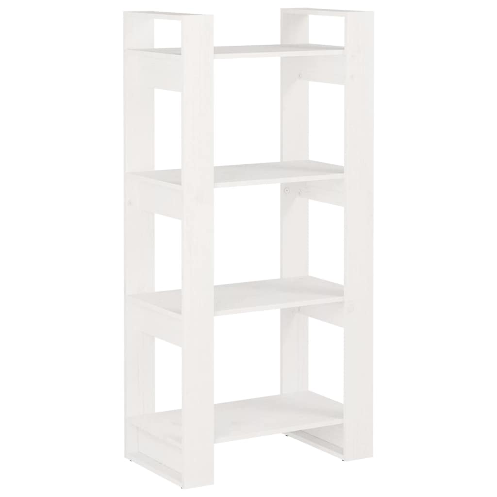 813885 vidaXL Book Cabinet/Room Divider White 60x35x125 cm Solid Wood