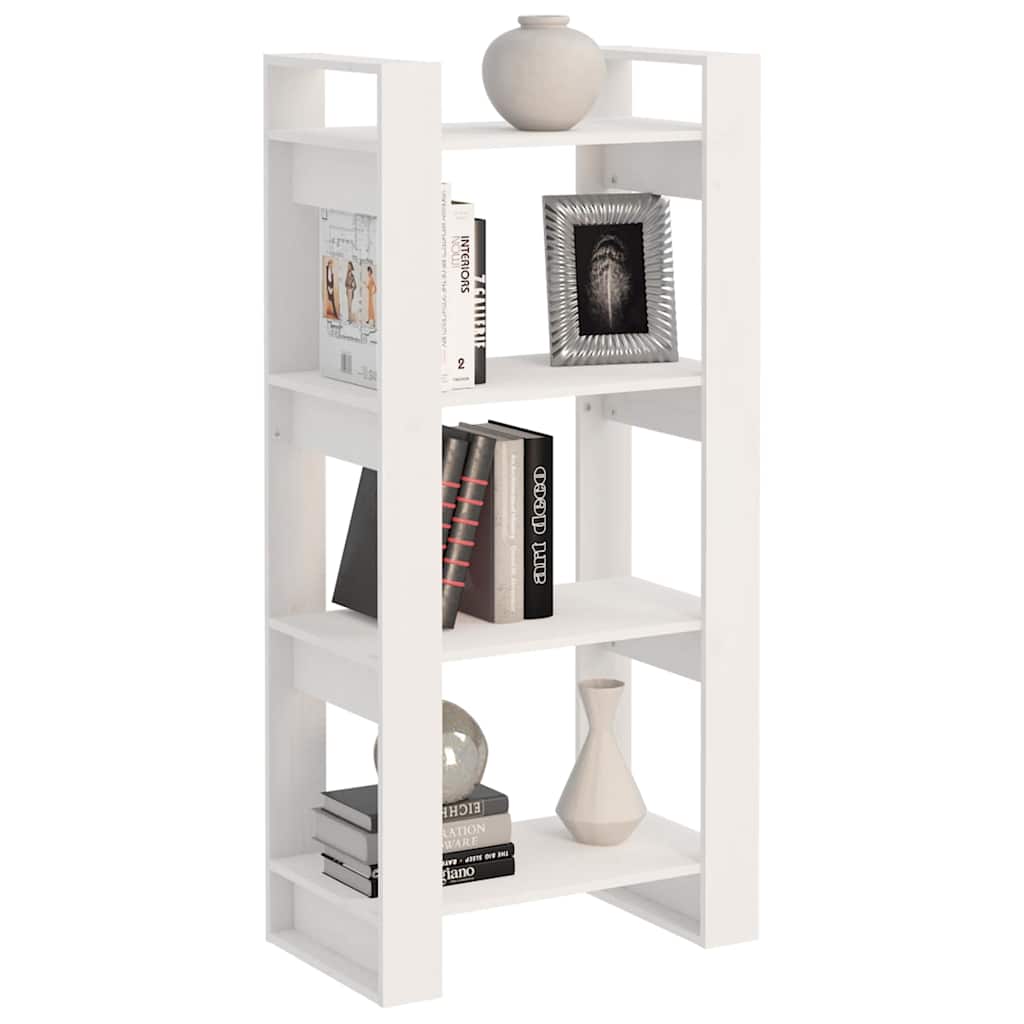 813885 vidaXL Book Cabinet/Room Divider White 60x35x125 cm Solid Wood