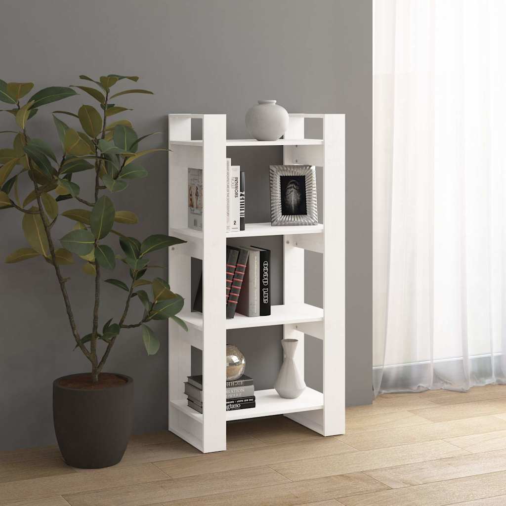 813885 vidaXL Book Cabinet/Room Divider White 60x35x125 cm Solid Wood