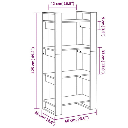 vidaXL Book Cabinet/Room Divider White 60x35x125 cm Solid Wood