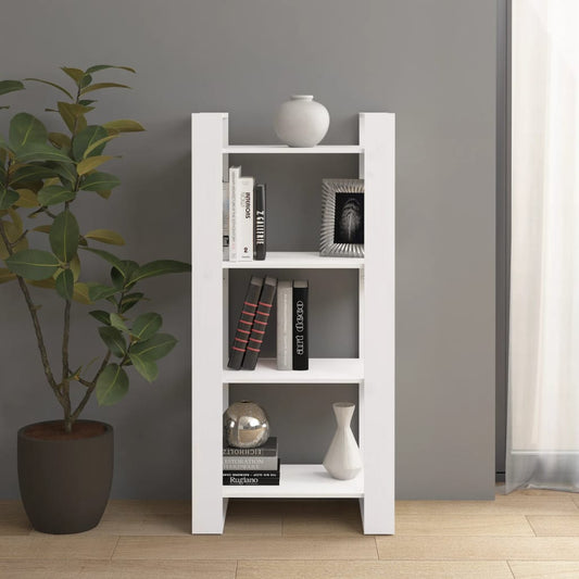 813885 vidaXL Book Cabinet/Room Divider White 60x35x125 cm Solid Wood