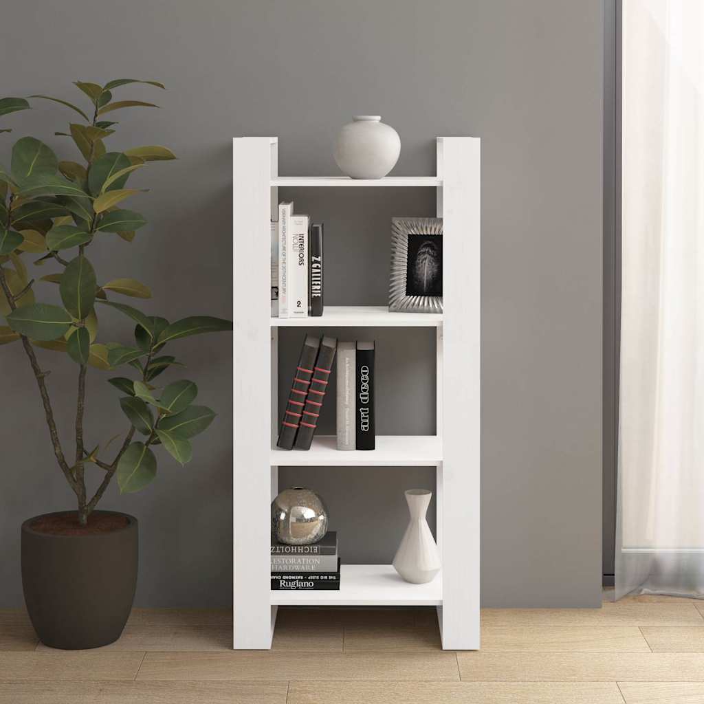 813885 vidaXL Book Cabinet/Room Divider White 60x35x125 cm Solid Wood