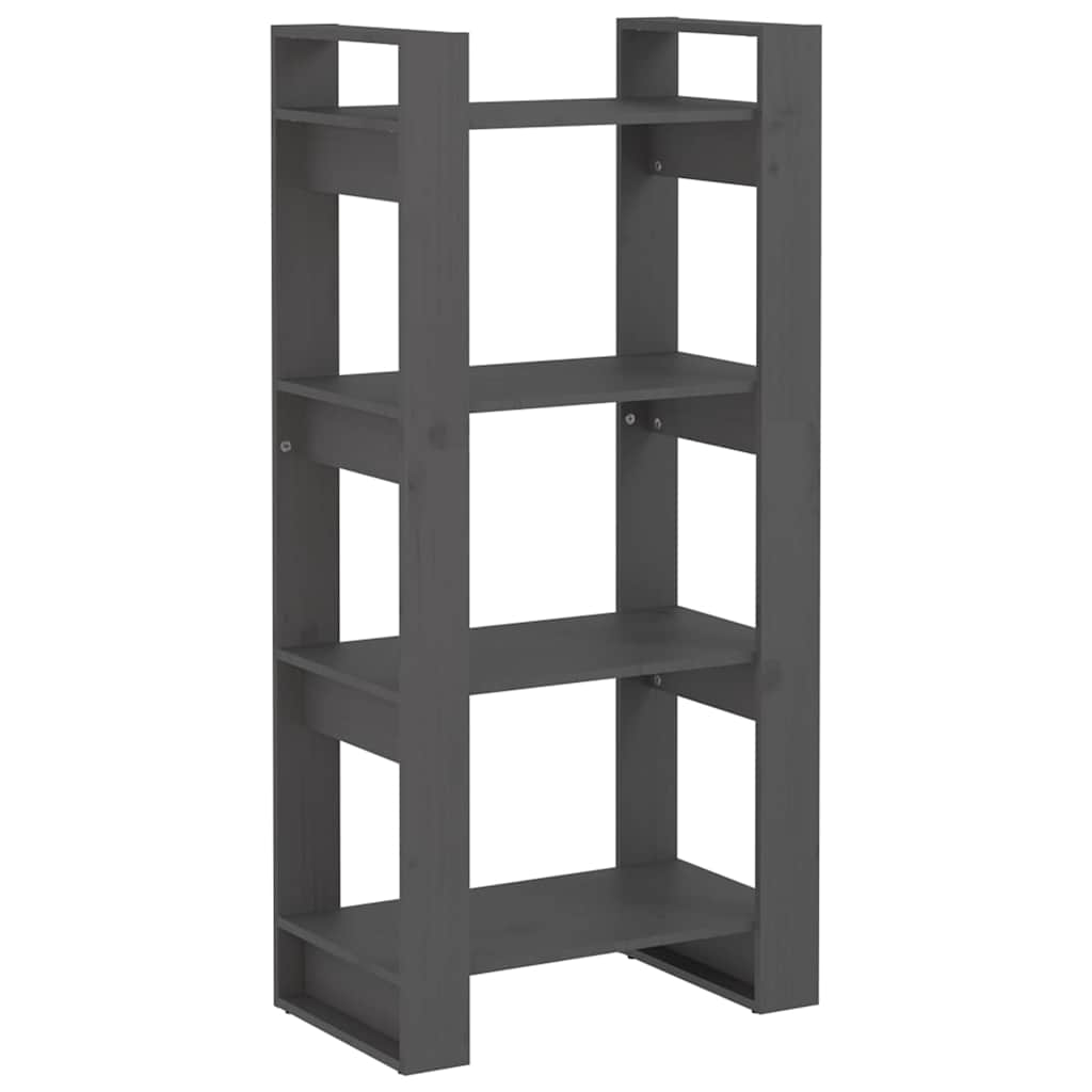 813886 vidaXL Book Cabinet/Room Divider Grey 60x35x125 cm Solid Wood