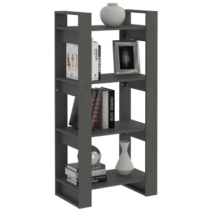 813886 vidaXL Book Cabinet/Room Divider Grey 60x35x125 cm Solid Wood