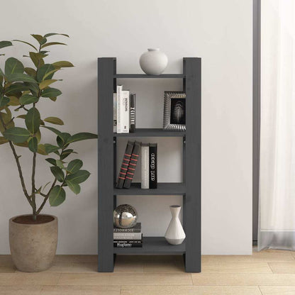 813886 vidaXL Book Cabinet/Room Divider Grey 60x35x125 cm Solid Wood