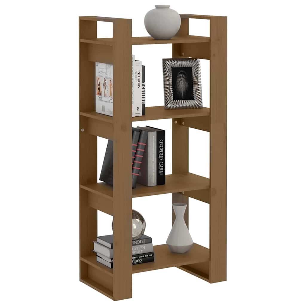 813887 vidaXL Book Cabinet/Room Divider Honey Brown 60x35x125 cm Solid Wood