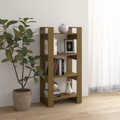 813887 vidaXL Book Cabinet/Room Divider Honey Brown 60x35x125 cm Solid Wood
