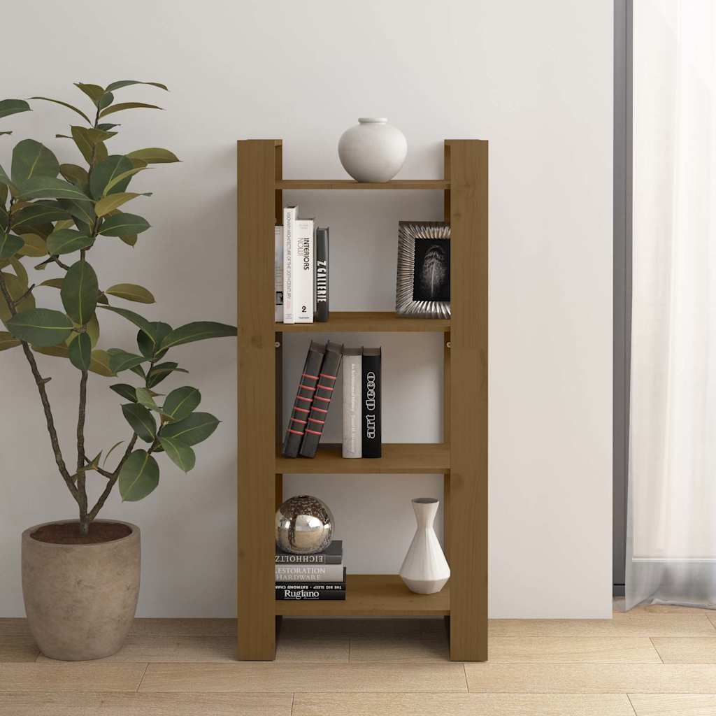 813887 vidaXL Book Cabinet/Room Divider Honey Brown 60x35x125 cm Solid Wood