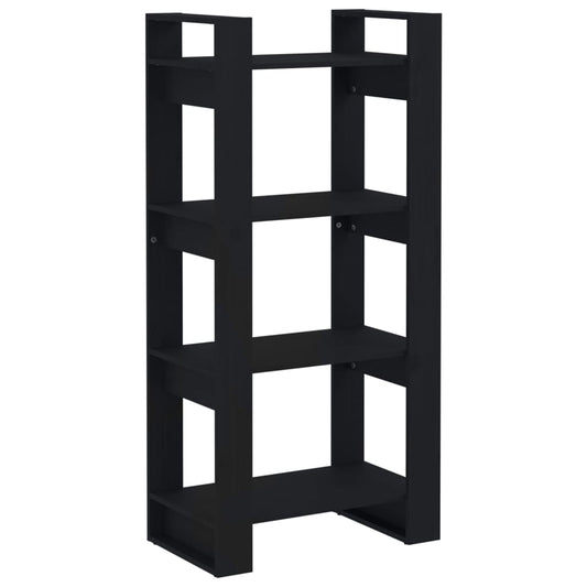 813888 vidaXL Book Cabinet/Room Divider Black 60x35x125 cm Solid Wood