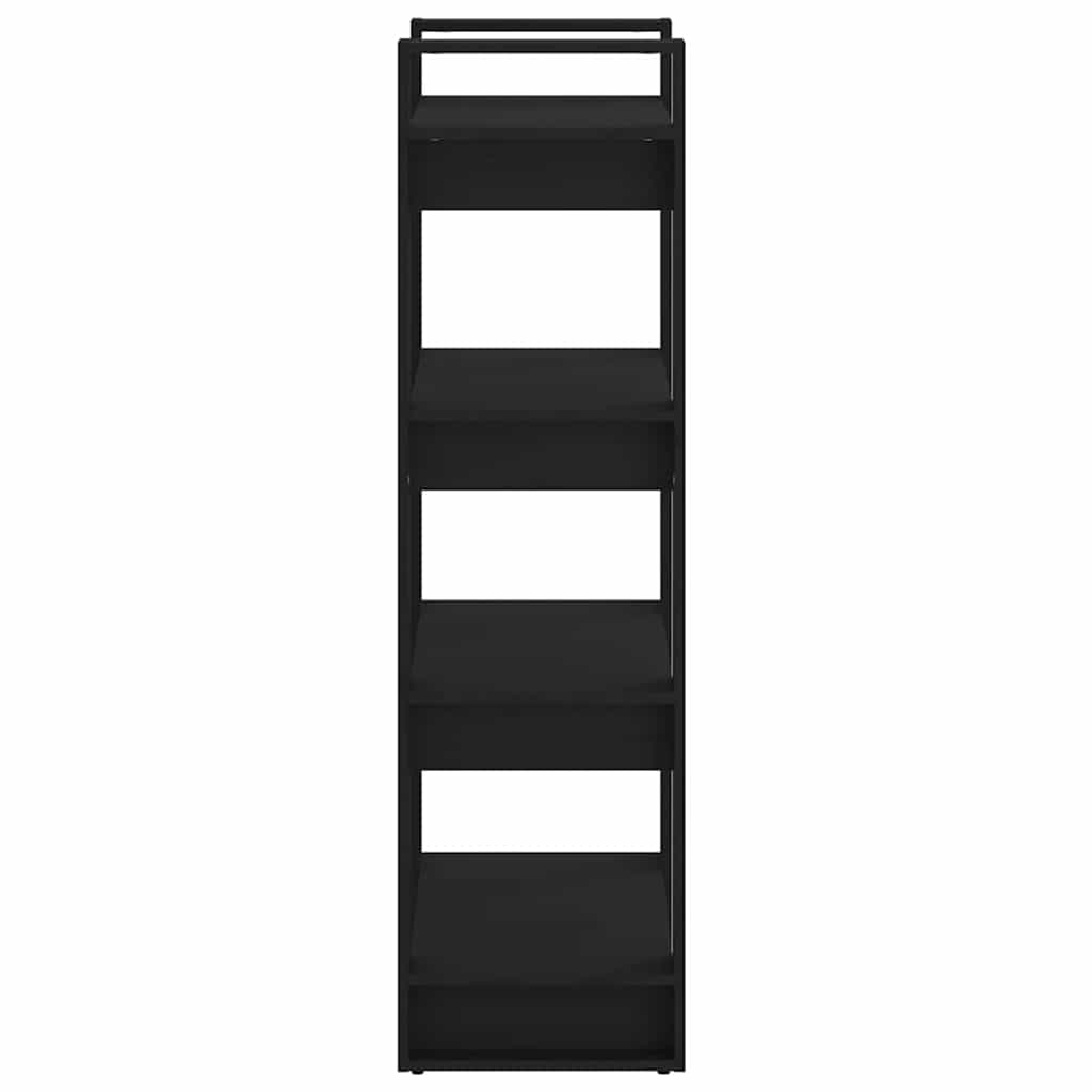 813888 vidaXL Book Cabinet/Room Divider Black 60x35x125 cm Solid Wood