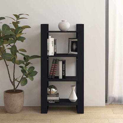 813888 vidaXL Book Cabinet/Room Divider Black 60x35x125 cm Solid Wood
