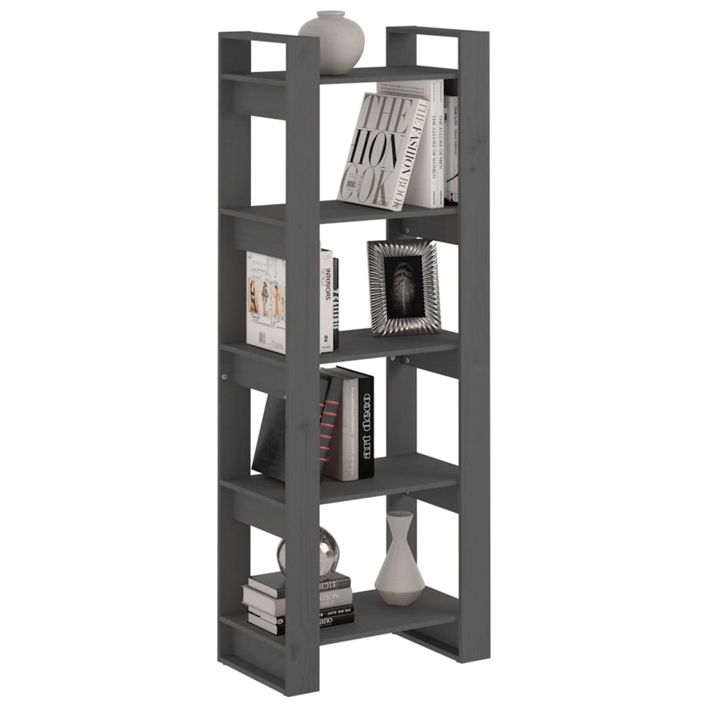 vidaXL Book Cabinet/Room Divider Grey 60x35x160 cm Solid Wood