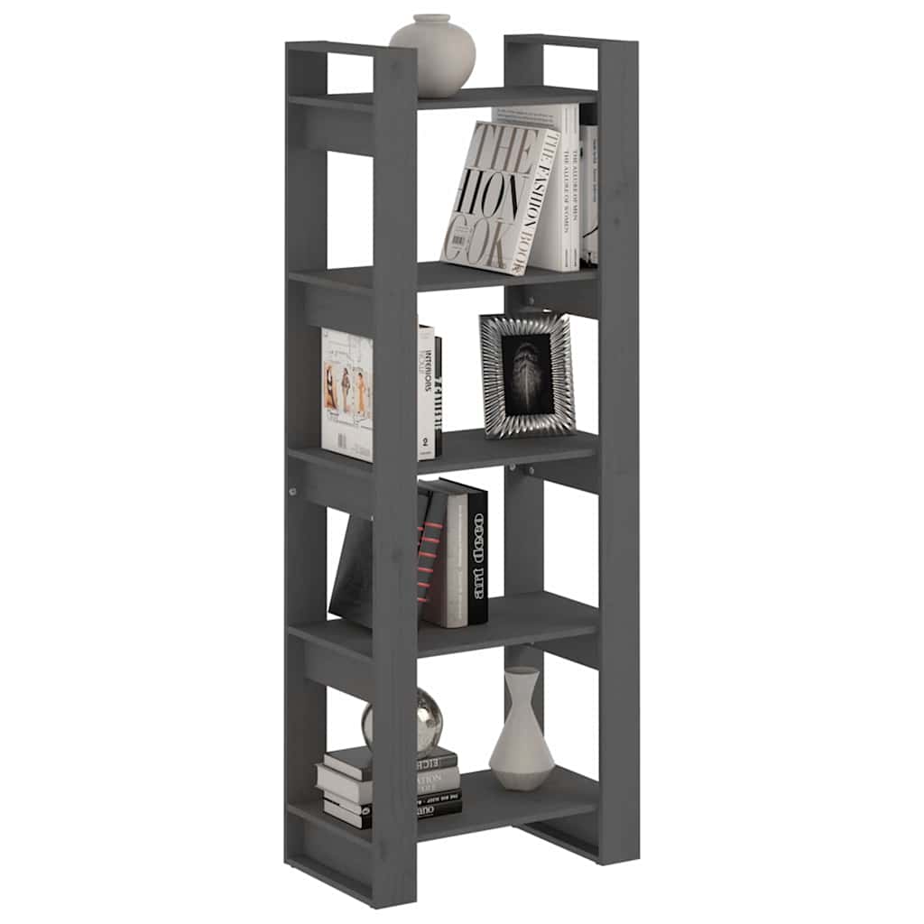 813891 vidaXL Book Cabinet/Room Divider Grey 60x35x160 cm Solid Wood