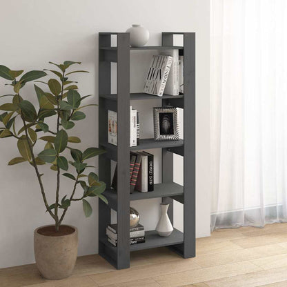 813891 vidaXL Book Cabinet/Room Divider Grey 60x35x160 cm Solid Wood