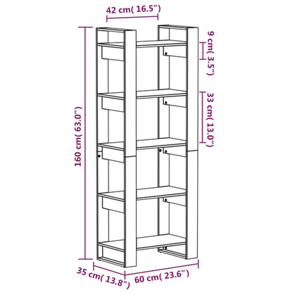 vidaXL Book Cabinet/Room Divider Grey 60x35x160 cm Solid Wood