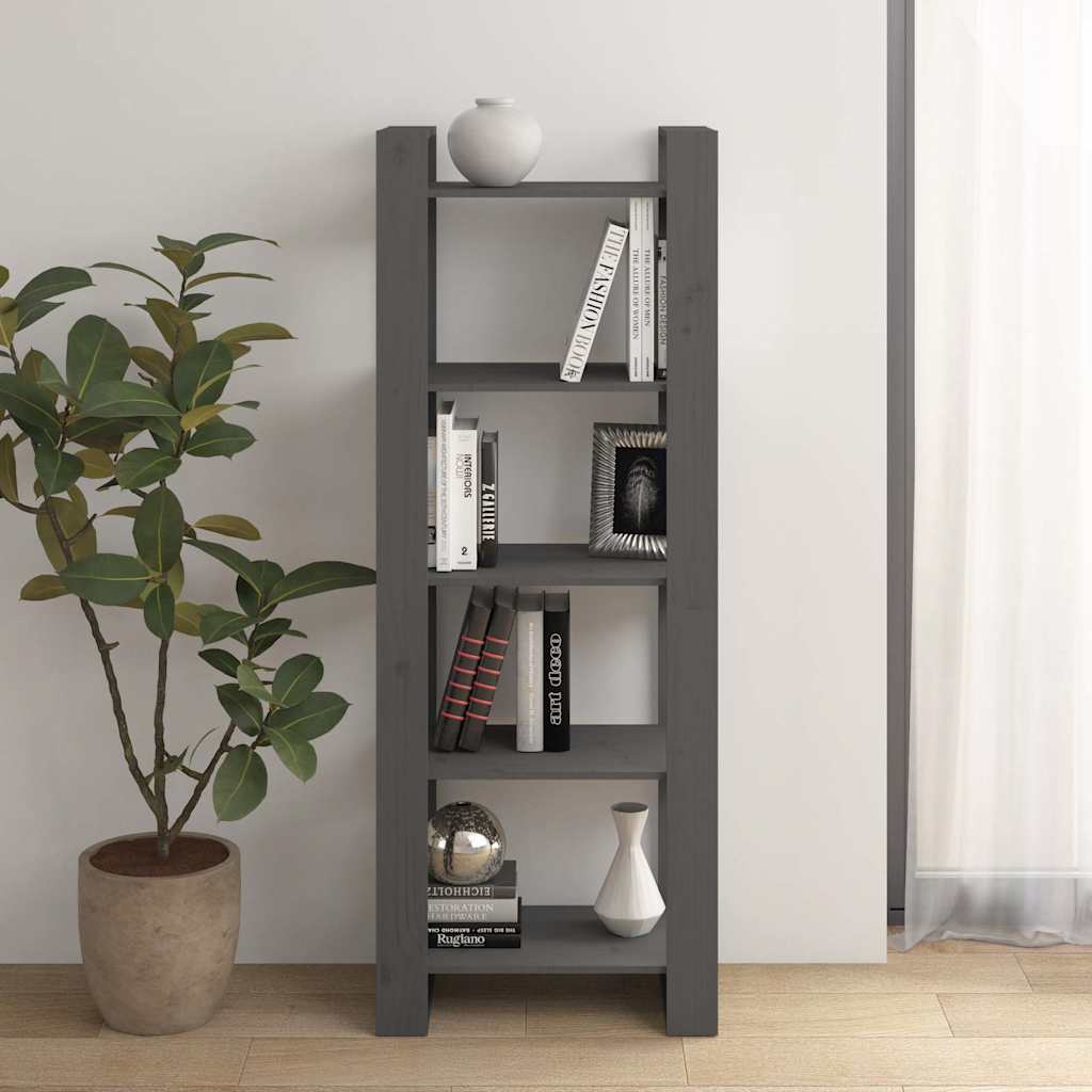 813891 vidaXL Book Cabinet/Room Divider Grey 60x35x160 cm Solid Wood