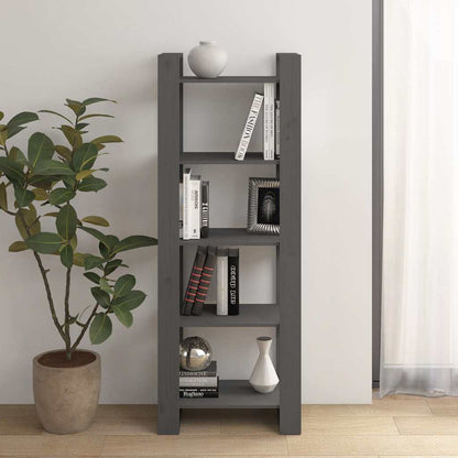 813891 vidaXL Book Cabinet/Room Divider Grey 60x35x160 cm Solid Wood