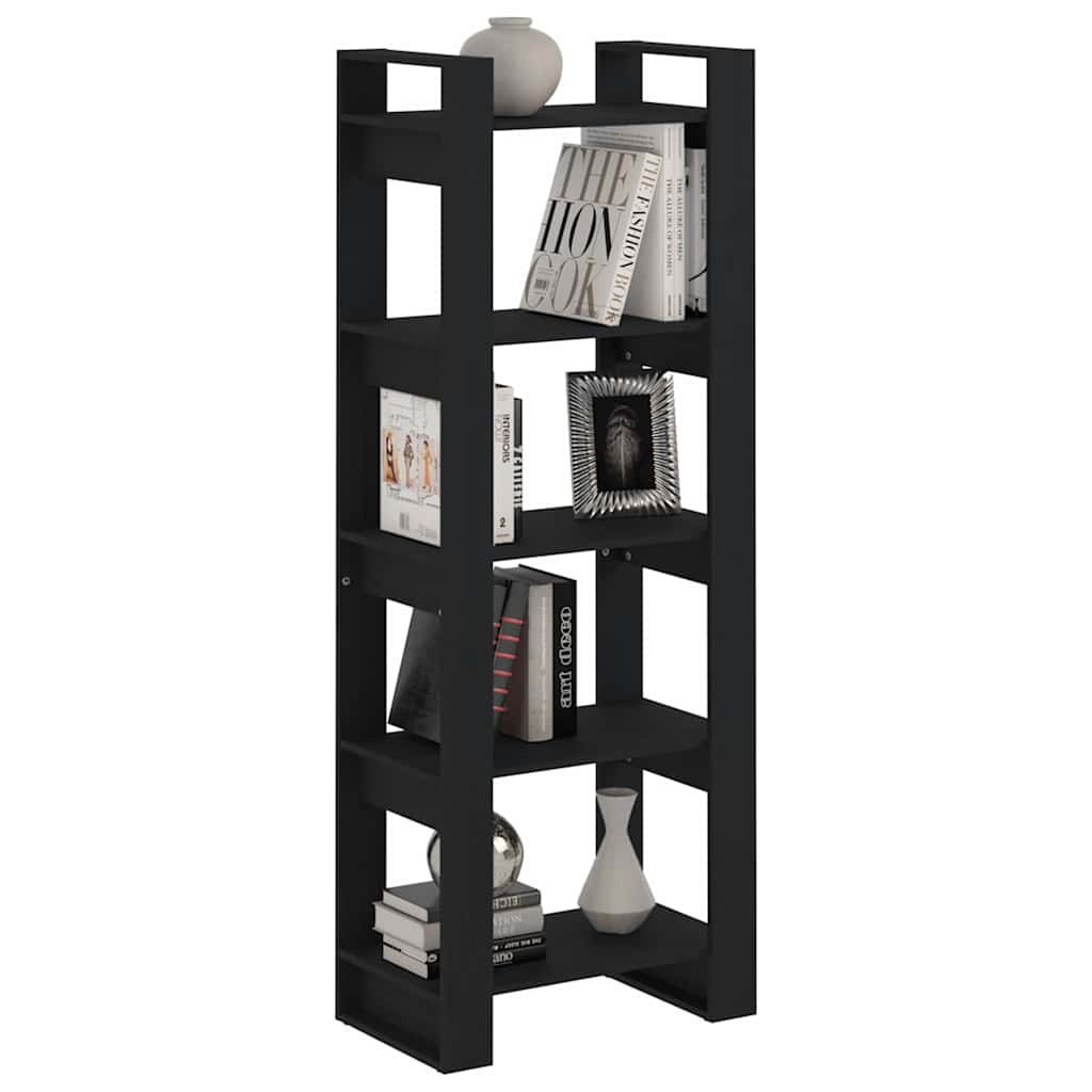 813893 vidaXL Book Cabinet/Room Divider Black 60x35x160 cm Solid Wood
