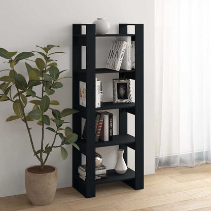 813893 vidaXL Book Cabinet/Room Divider Black 60x35x160 cm Solid Wood