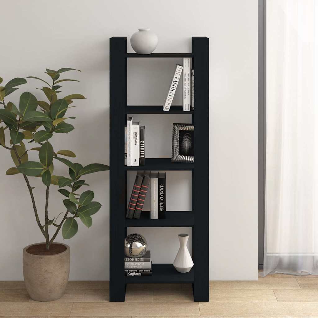 813893 vidaXL Book Cabinet/Room Divider Black 60x35x160 cm Solid Wood