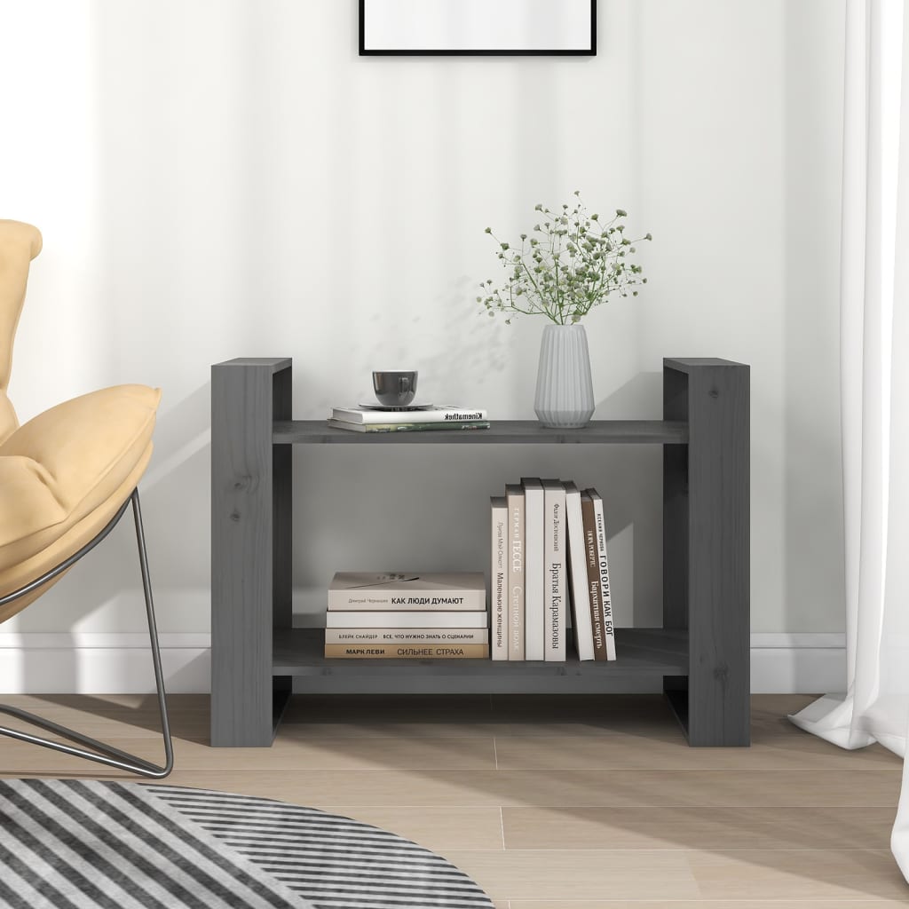 vidaXL Book Cabinet/Room Divider Grey 80x35x56.5 cm Solid Wood Pine