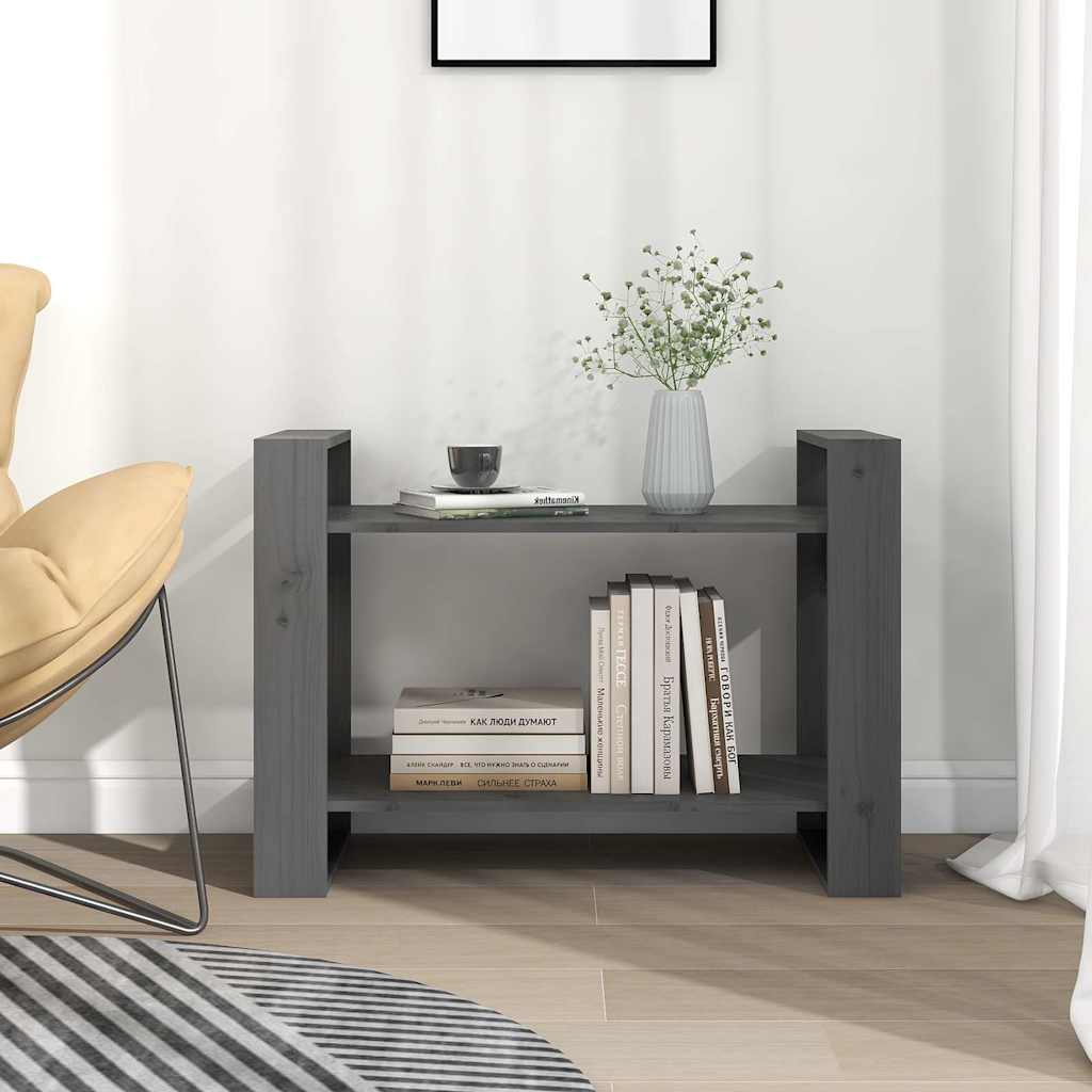 813896 vidaXL Book Cabinet/Room Divider Grey 80x35x56,5 cm Solid Wood Pine