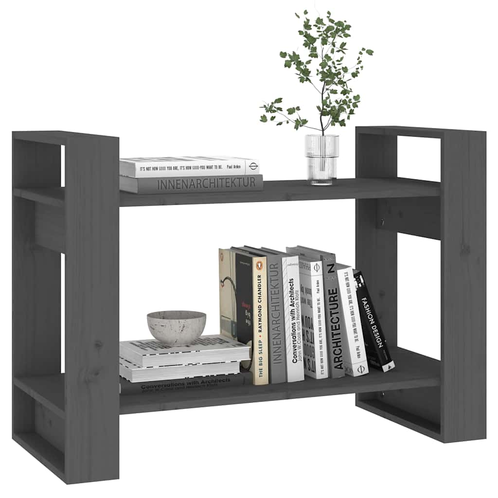 813896 vidaXL Book Cabinet/Room Divider Grey 80x35x56,5 cm Solid Wood Pine