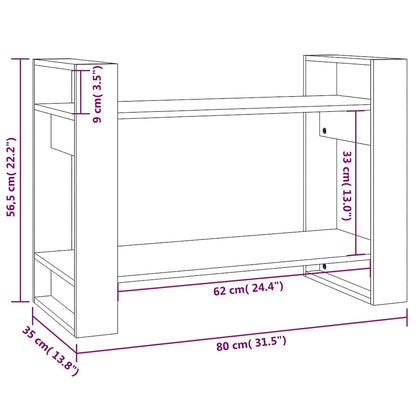 813896 vidaXL Book Cabinet/Room Divider Grey 80x35x56,5 cm Solid Wood Pine