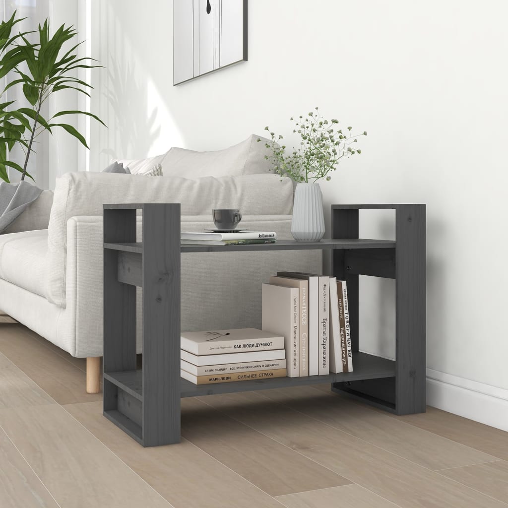 vidaXL Book Cabinet/Room Divider Grey 80x35x56.5 cm Solid Wood Pine