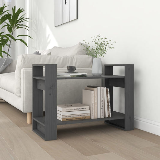 813896 vidaXL Book Cabinet/Room Divider Grey 80x35x56,5 cm Solid Wood Pine