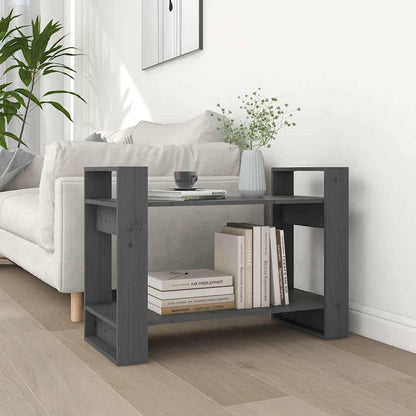 813896 vidaXL Book Cabinet/Room Divider Grey 80x35x56,5 cm Solid Wood Pine