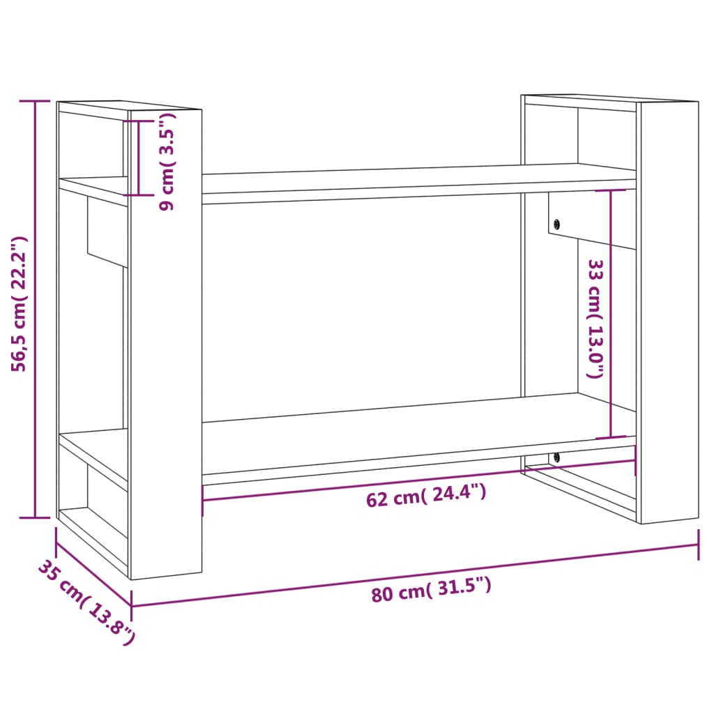 vidaXL Book Cabinet/Room Divider Honey Brown 80x35x56.5 cm Solid Wood