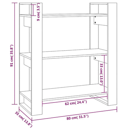 vidaXL Book Cabinet/Room Divider 80x35x91 cm Solid Wood Pine