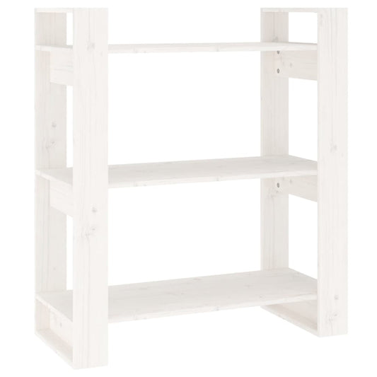 813900 vidaXL Book Cabinet/Room Divider White 80x35x91 cm Solid Wood Pine